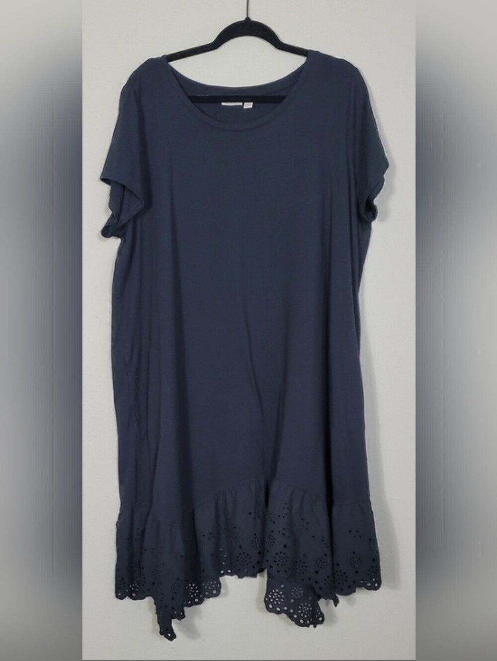 LOGO Lori Goldstein Midi Dress Size 3X Petite Black Eyelet Pockets Plus Capsule